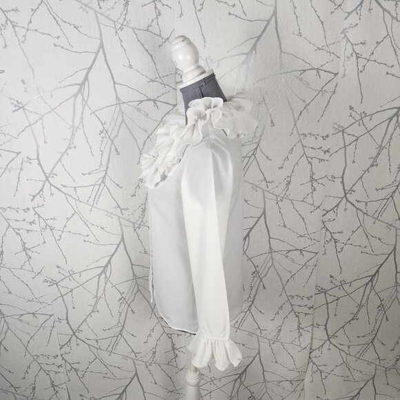 Elite Vintage White Ruffle Button Up Blouse 70's Hippie - Picture 3 of 5